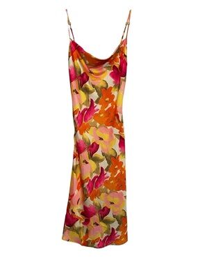 Sunday Up Women’s Sleeveless Floral Satin Slip Dress Sz L